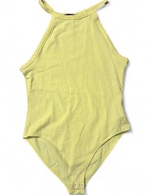 Halter One-Piece Bodysuit in Light Yellow